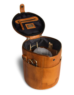 Sac de rangement en cuir pour le tricot Muud Saturn édition limitée - Whisky 2