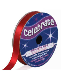 Ruban satin Celebrate rouge - 9 mm x 6 mètres