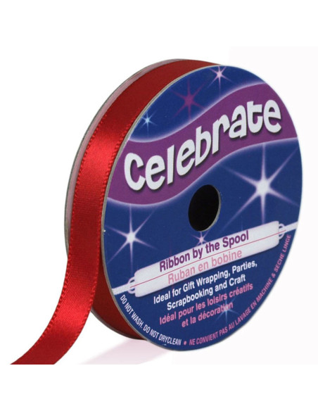 Ruban satin Celebrate rouge - 9 mm x 6 mètres