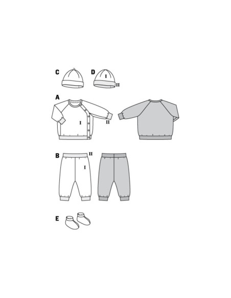 Patron de bonnet, pantalon et veste sweat - Burda 9315