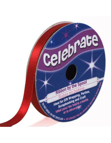 Ruban satin Celebrate rouge - 6 mm x 6 mètres