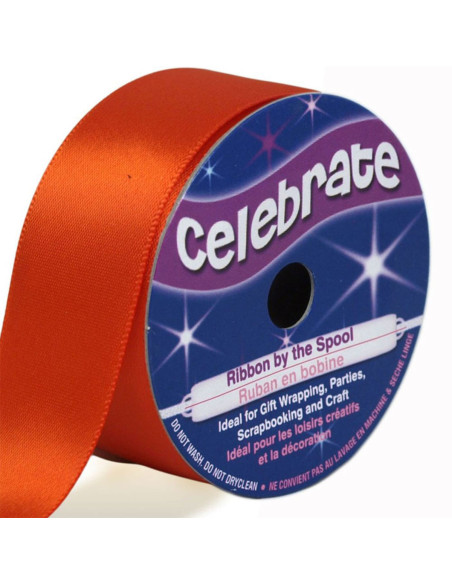 Ruban satin Celebrate orange - 25 mm x 4 mètres