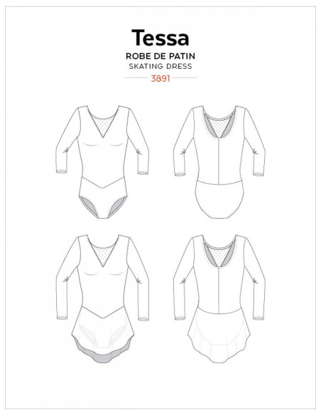 Patron de justaucorps et robe à manche longue Tessa - Jalie 3891
