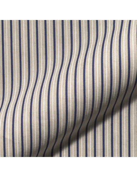 Toile de coton canvas premium - Rayures bleu marine
