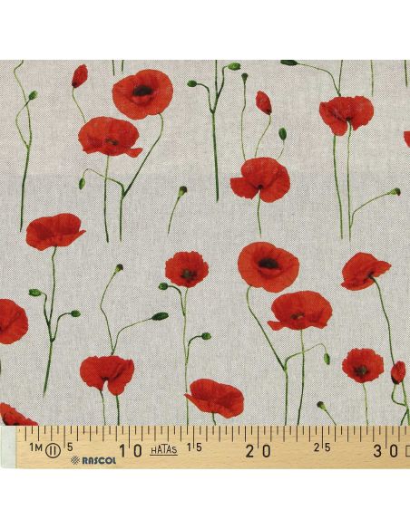 Toile de coton canvas premium - Coquelicots