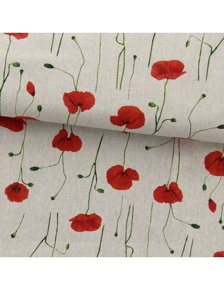 Toile de coton canvas premium - Coquelicots
