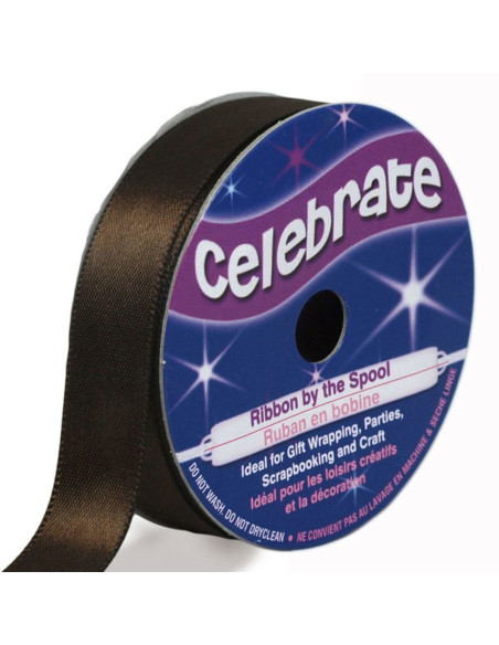 Ruban satin Celebrate chocolat - 13 mm x 6 mètres