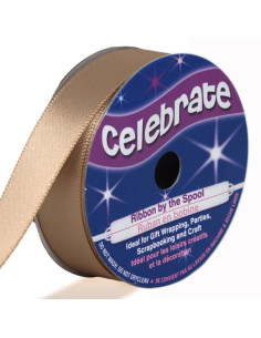 Ruban satin Celebrate beige marron - 13 mm x 6 mètres