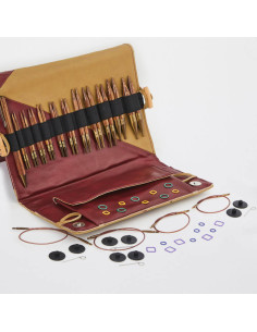 Trousse aiguilles à tricoter circulaires courtes KnitPro Deluxe Ginger