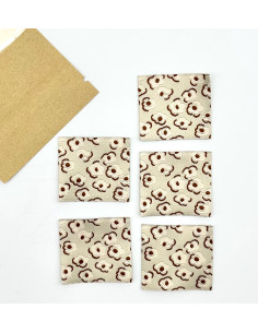 Lot de 5 étiquettes tissées à coudre Fleurs vintage - Beige 2