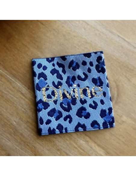 Étiquette tissée à coudre - Divine léopard bleu