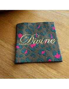 Étiquette tissée à coudre - Divine léopard kaki