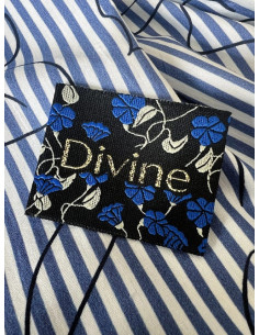 Étiquette tissée à coudre - Divine bleuets 2