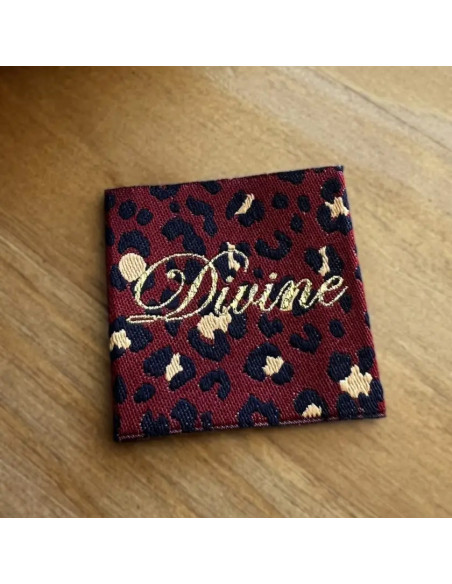 Étiquette tissée à coudre - Divine Léopard bordeaux