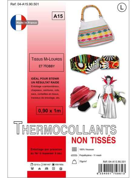 Entoilage non tissé thermocollant 0,9 x 1,0 m - Tissus mi-lourds et hobby - Noir