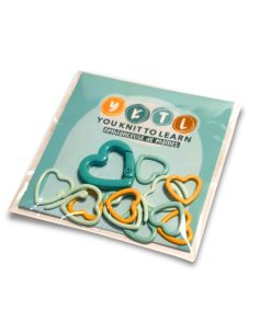 Lot de 12 marqueurs de mailles cœurs avec mousqueton YKTL