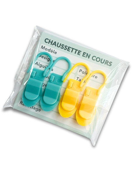 Lot de 4 marqueurs spéciaux encours + 8 cartes Tricot en cours YKTL