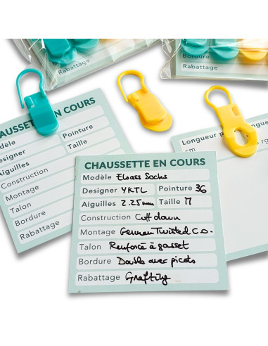 Lot de 4 marqueurs spéciaux encours + 8 cartes Tricot en cours YKTL