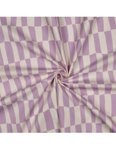 Tissu popeline de coton Jennifer Bouron - Carreaux naturel et parme