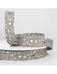 Biais étoiles - Gris étoiles violet