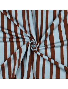 Tissu sweat Jennifer Bouron - Rayures bleu ciel et chocolat