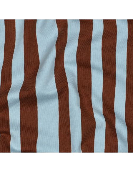 Tissu sweat Jennifer Bouron - Rayures bleu ciel et chocolat