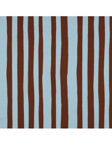 Tissu sweat Jennifer Bouron - Rayures bleu ciel et chocolat