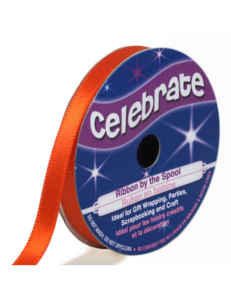 Ruban satin Celebrate orange - 6 mm x 6 mètres