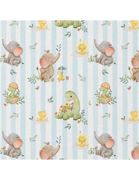 Tissu popeline de coton - Ellie blanc et bleu