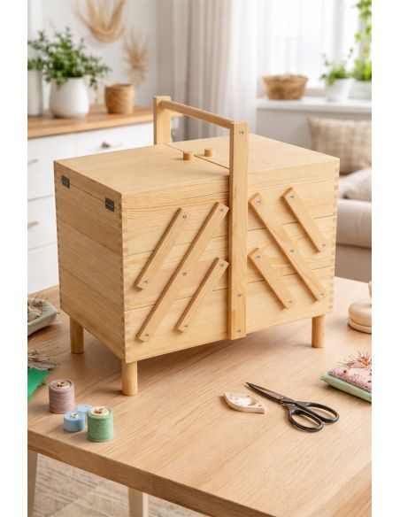 Travailleuse couture en bois avec pieds amovibles Clair