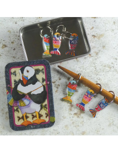 Set de 6 anneaux marqueurs de maille - Pinguoin et poissons