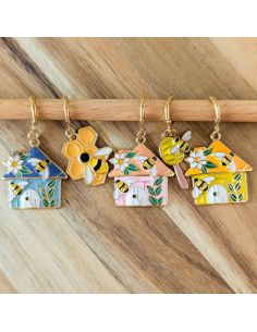 Lot de 5 anneaux marqueurs de maille - Abeilles 2