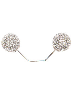 Epingle à vis 2 tête branche argent 65 mm - Strass