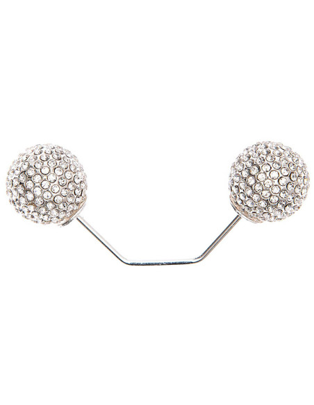 Epingle à vis 2 tête branche argent 65 mm - Strass