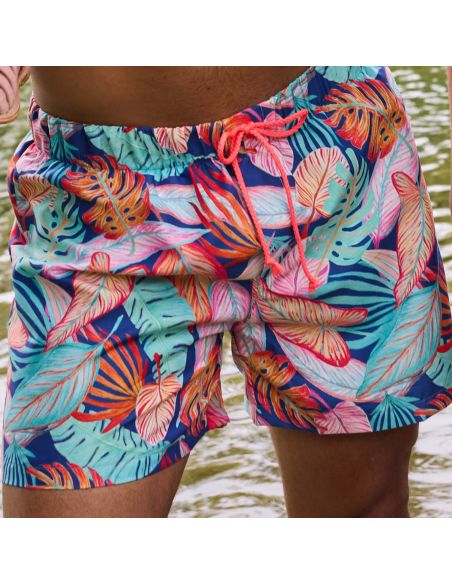 Tissu short de bain - Feuilles tropicales