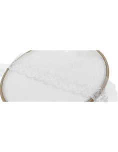 Dentelle broderie fleurs sur tulle - Blanc