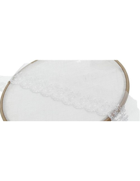 Dentelle broderie fleurs sur tulle - Blanc