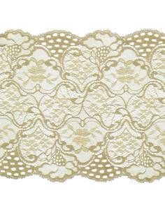 Dentelle élastique grande largeur - Beige