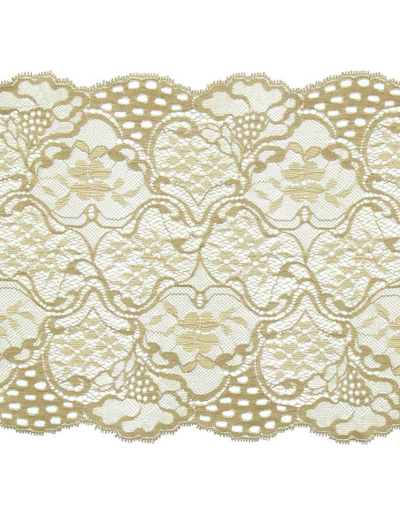 Dentelle élastique grande largeur - Beige