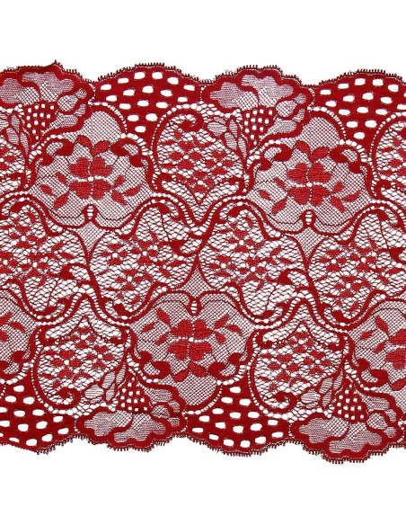 Dentelle élastique grande largeur - Rouge