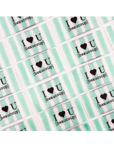 Lot de 5 étiquettes tissées à coudre I Love You