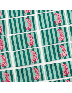 Lot de 5 étiquettes tissées à coudre Léo rayures menthe
