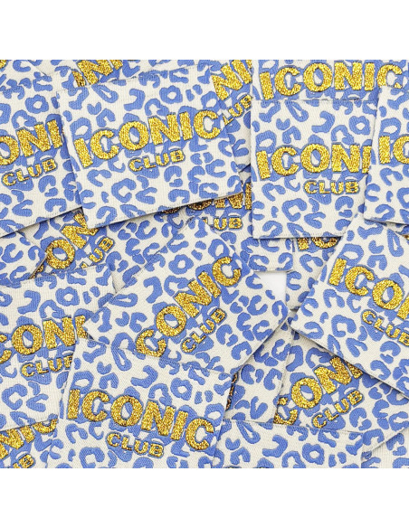 Lot de 5 étiquettes tissées à coudre Iconic Club - Blanc et bleu