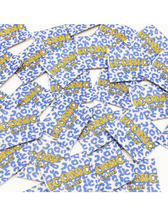Lot de 5 étiquettes tissées à coudre Iconic Club - Blanc et bleu