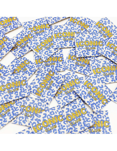 Lot de 5 étiquettes tissées à coudre Iconic Club - Blanc et bleu