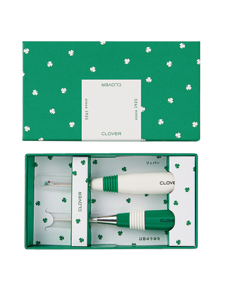 Coffret d´outils de couture Clover - Poinçon et découseur motif trèfle