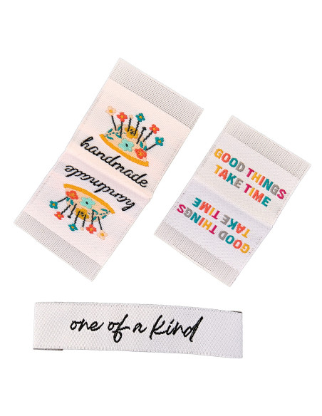 Lot de 6 étiquettes tissées à coudre - Handmade Creations