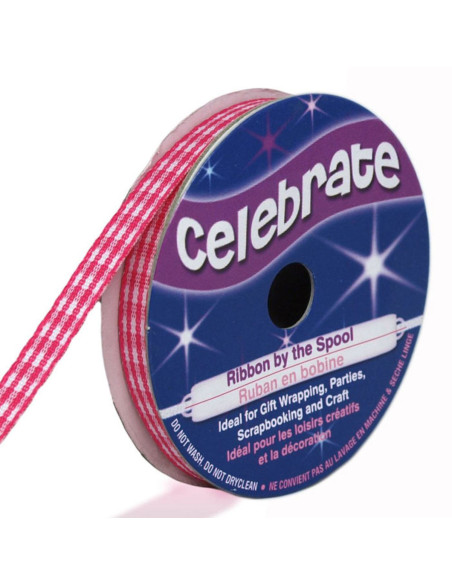 Ruban Vichy Celebrate fushia - 6 mm x 5 mètres