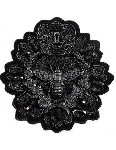 Blason à coudre abeille - Perles noires