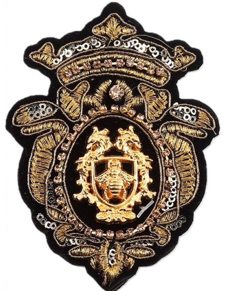 Blason à coudre abeille - Strass dorés